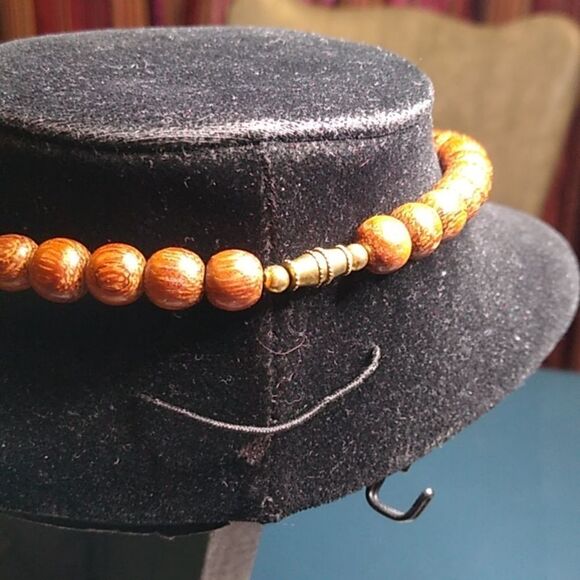 Vintage Wooden Various Geometric Designs Beaded Necklace Cottagecore Grandmacore - Picture 3 of 5